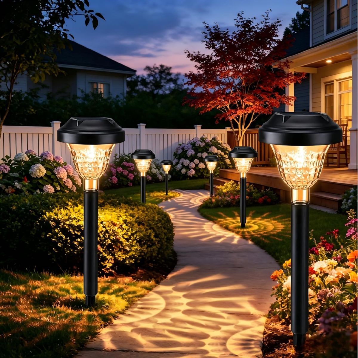 Solar Landscape Lights 4-Pack 10-LED Warm White Outdoor Lights Garden Lights - Warm White - Size 13.4in - Image 1