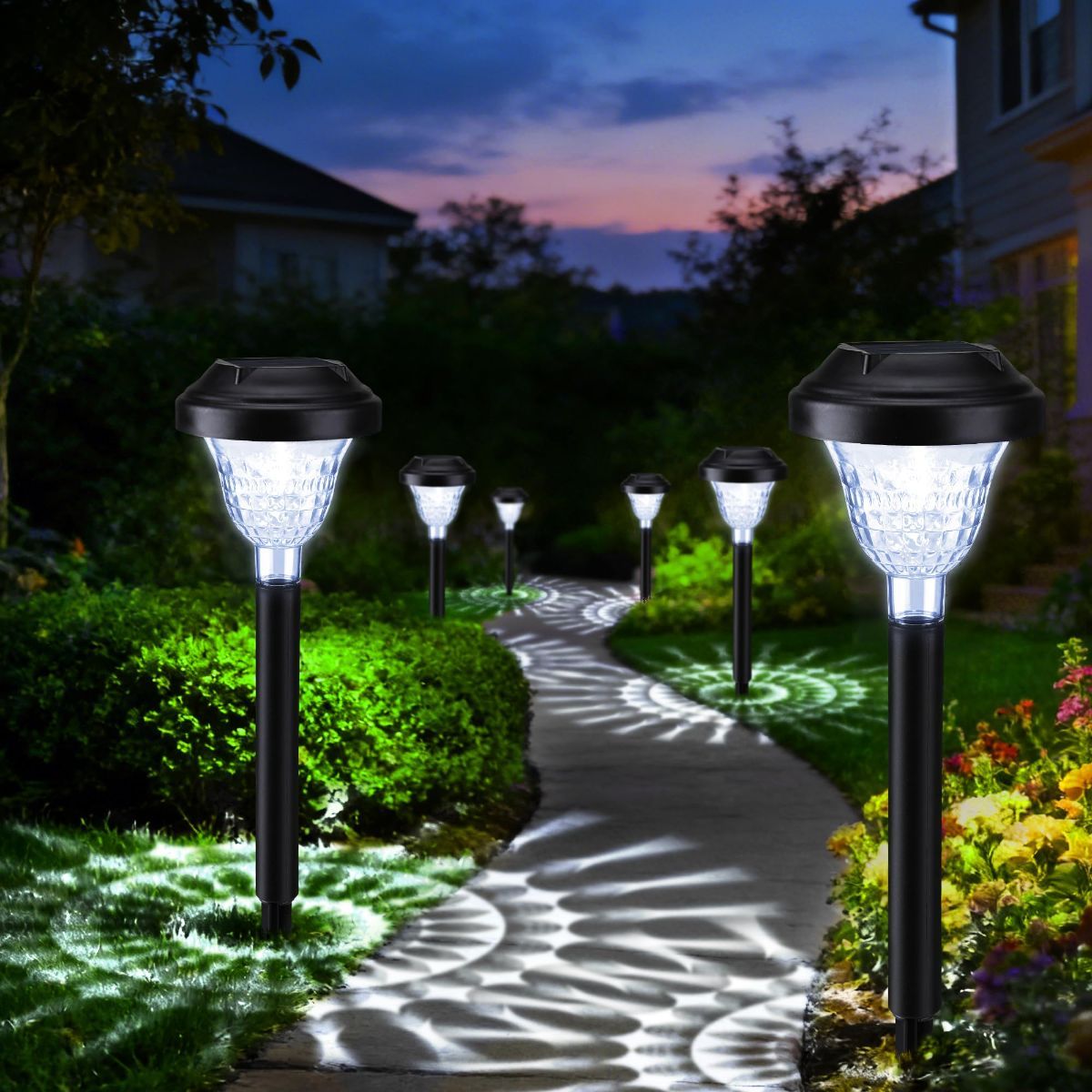 Solar Landscape Lights 4-Pack 10-LED Warm White Outdoor Lights Garden Lights - Warm White - Size 13.4in - Image 2