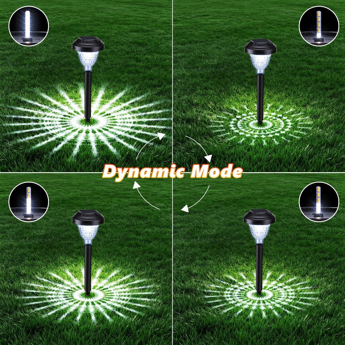 Solar Landscape Lights 4-Pack 10-LED Warm White Outdoor Lights Garden Lights - White - Size 13.4in - Image 4