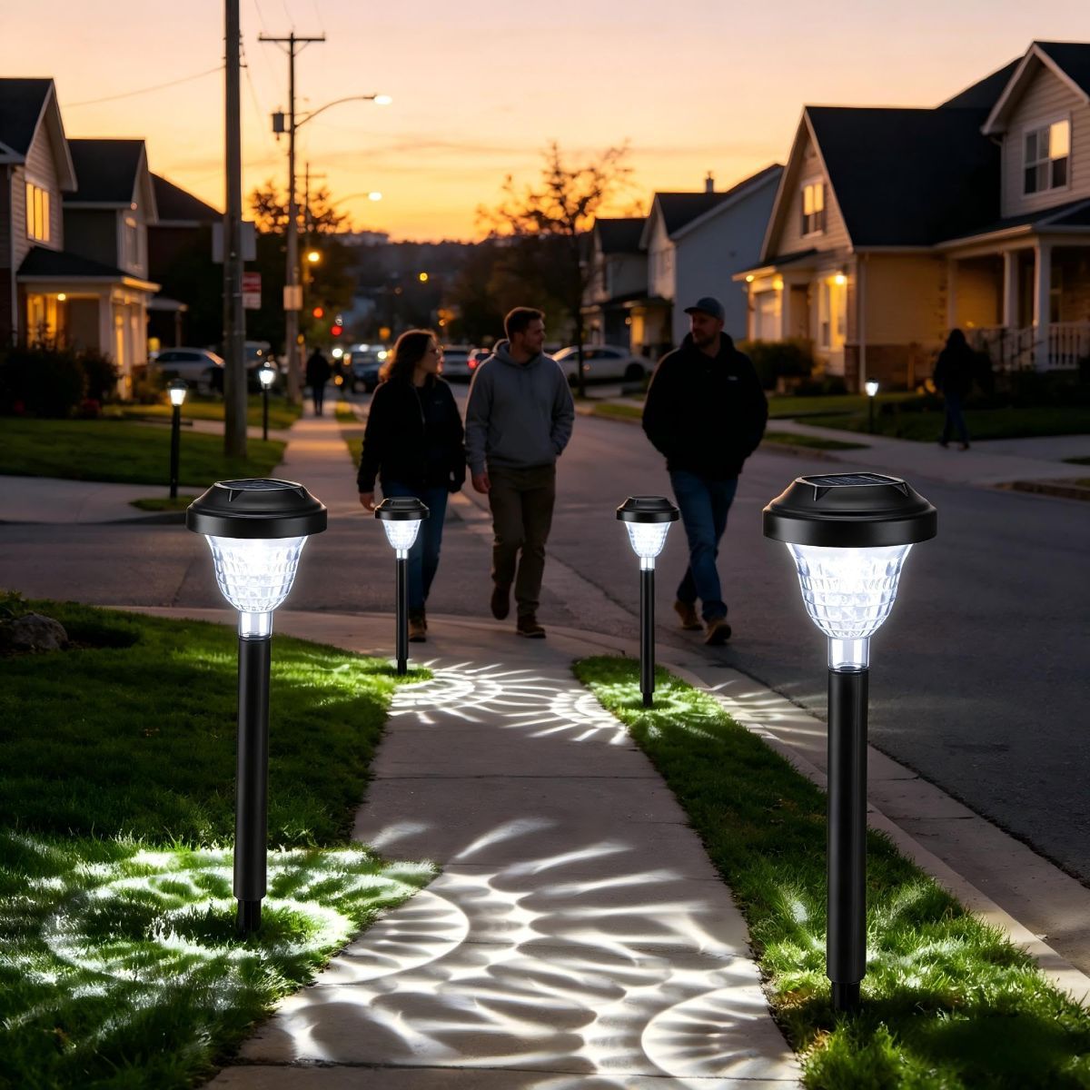Solar Landscape Lights 4-Pack 10-LED Warm White Outdoor Lights Garden Lights - White - Size 13.4in - Image 6