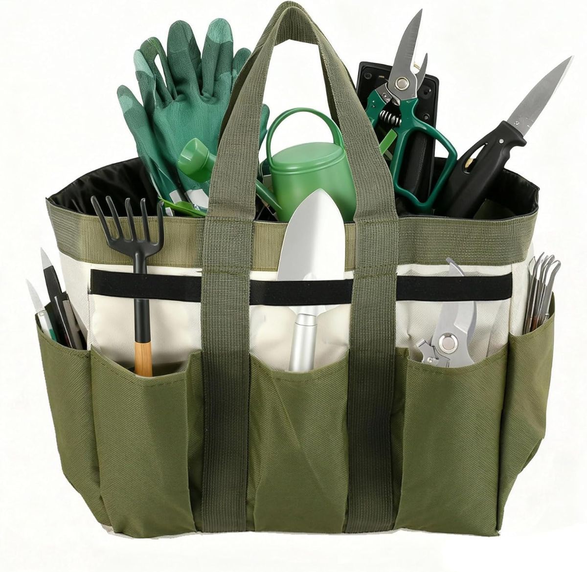Garden Tool Bag Organizer, Tote Storage Bag with 8 Pocket, Heavy Duty Oxford Garden Tote Caddy, Gardening Tool Kit Holder for Indoor and Outdoor, Gifts for Men Women - Image 1