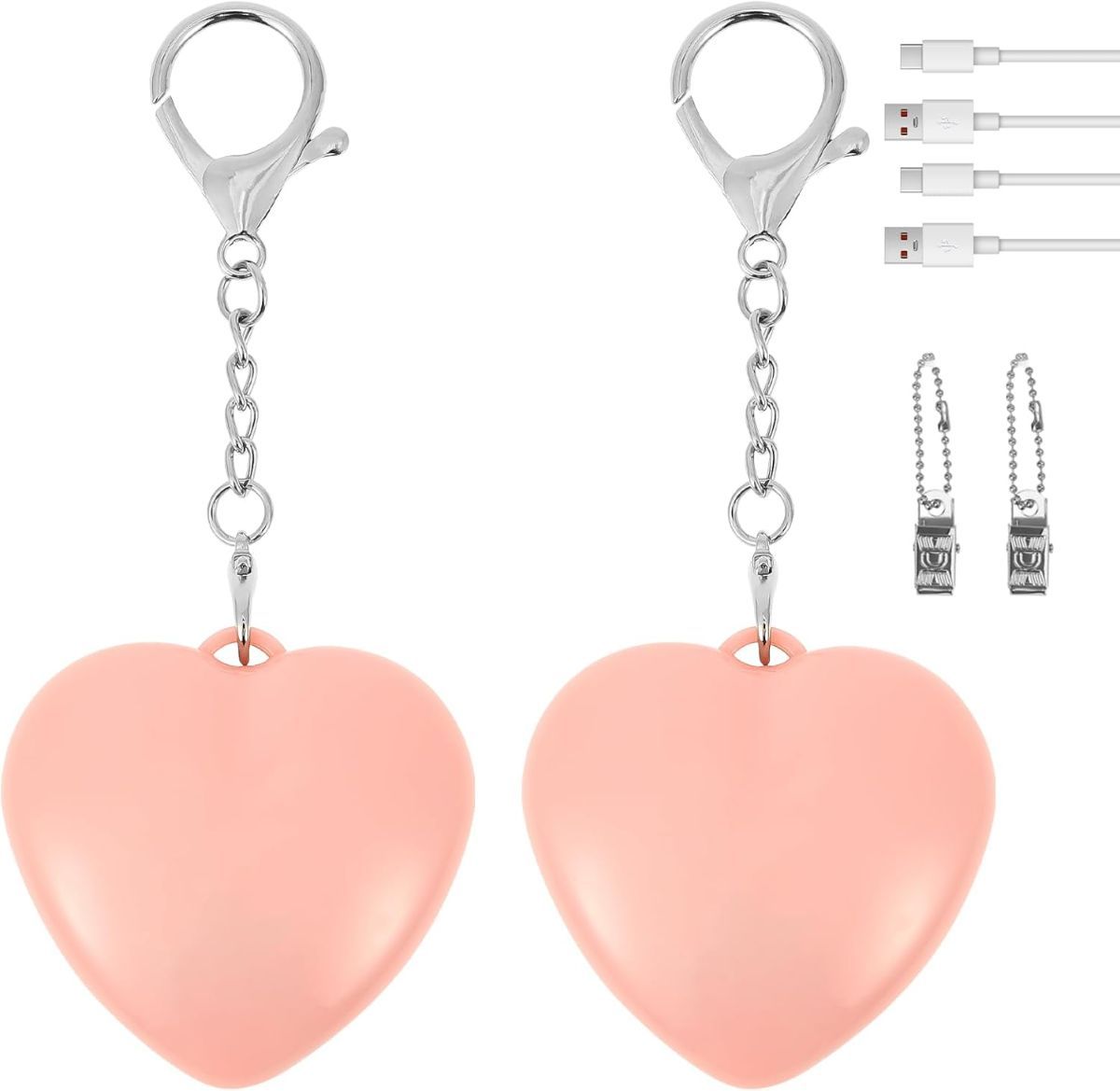 2Pcs Heart Purse Light - LED Automatic Sensor Handbag Lamp, Rechargeable Mini Bag Night Light for Women & Girls - Touch Activated Keychain Light for Totes, Backpacks, Travel Gifts - Pink - Size 5cm*6cm - Image 1