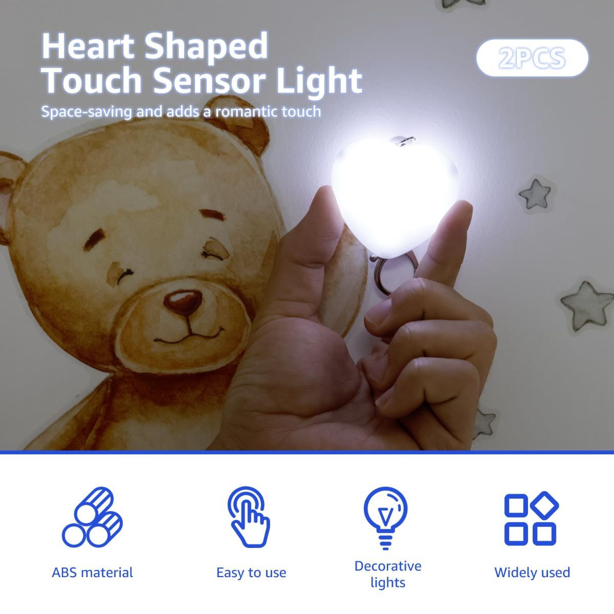 2Pcs Heart Purse Light - LED Automatic Sensor Handbag Lamp, Rechargeable Mini Bag Night Light for Women & Girls - Touch Activated Keychain Light for Totes, Backpacks, Travel Gifts - Pink - Size 5cm*6cm - Image 3