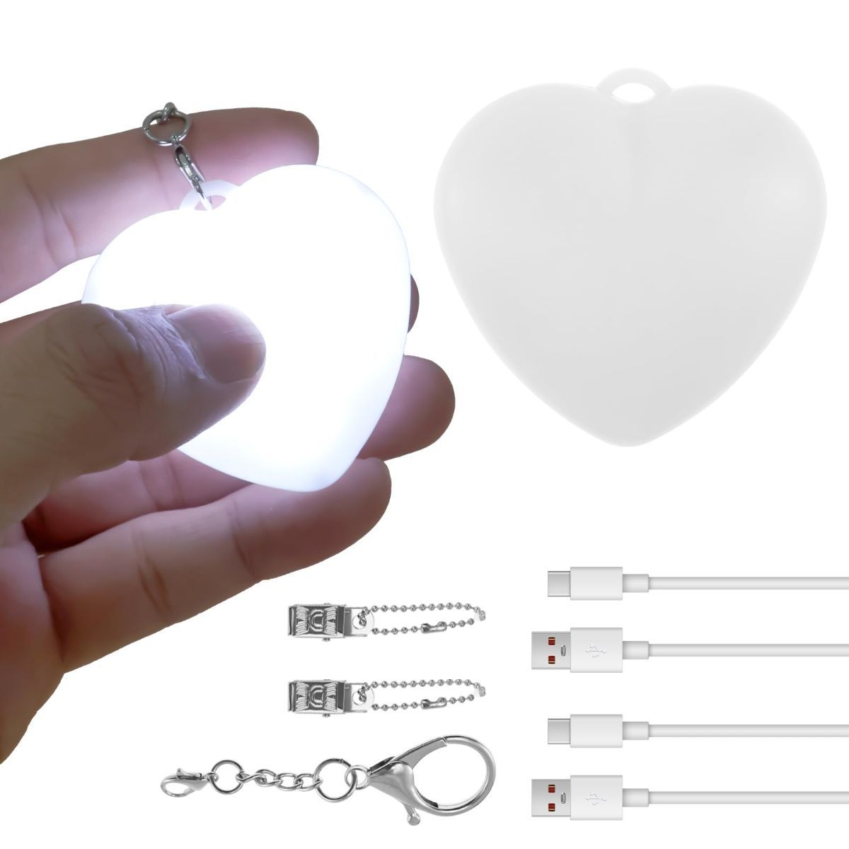 2Pcs Heart Purse Light - LED Automatic Sensor Handbag Lamp, Rechargeable Mini Bag Night Light for Women & Girls - Touch Activated Keychain Light for Totes, Backpacks, Travel Gifts - Pink - Size 5cm*6cm - Image 7