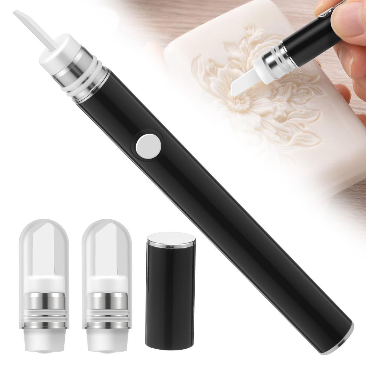 Electric Hot Knife Heat Tool – Portable Ceramic Heated Tip Pen with 2 Extra Blades, Cordless Rechargeable Cutting Tool Kit for Soap, Candle, Honey, and Plastic - Image 1