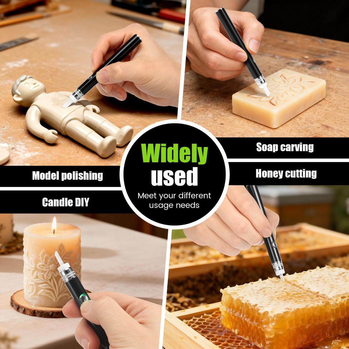Electric Hot Knife Heat Tool – Portable Ceramic Heated Tip Pen with 2 Extra Blades, Cordless Rechargeable Cutting Tool Kit for Soap, Candle, Honey, and Plastic - Image 7