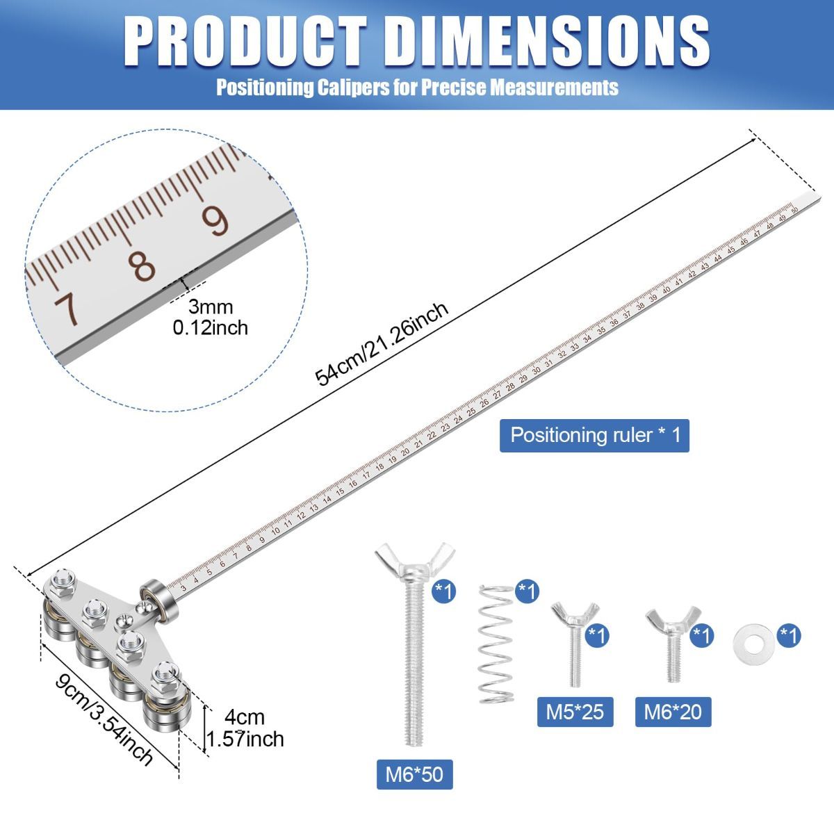 20 Inch Positioning Calipers for Precise Measurements & Easy Wood Cutting, Adjustable Stainless Steel Circular Saw Guide Rail, Cutting Guide for Circular Saw Furniture Making (Four-Axis) - Image 2