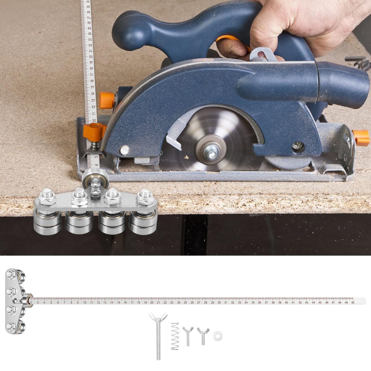 20 Inch Positioning Calipers for Precise Measurements & Easy Wood Cutting, Adjustable Stainless Steel Circular Saw Guide Rail, Cutting Guide for Circular Saw Furniture Making (Four-Axis) - Image 4