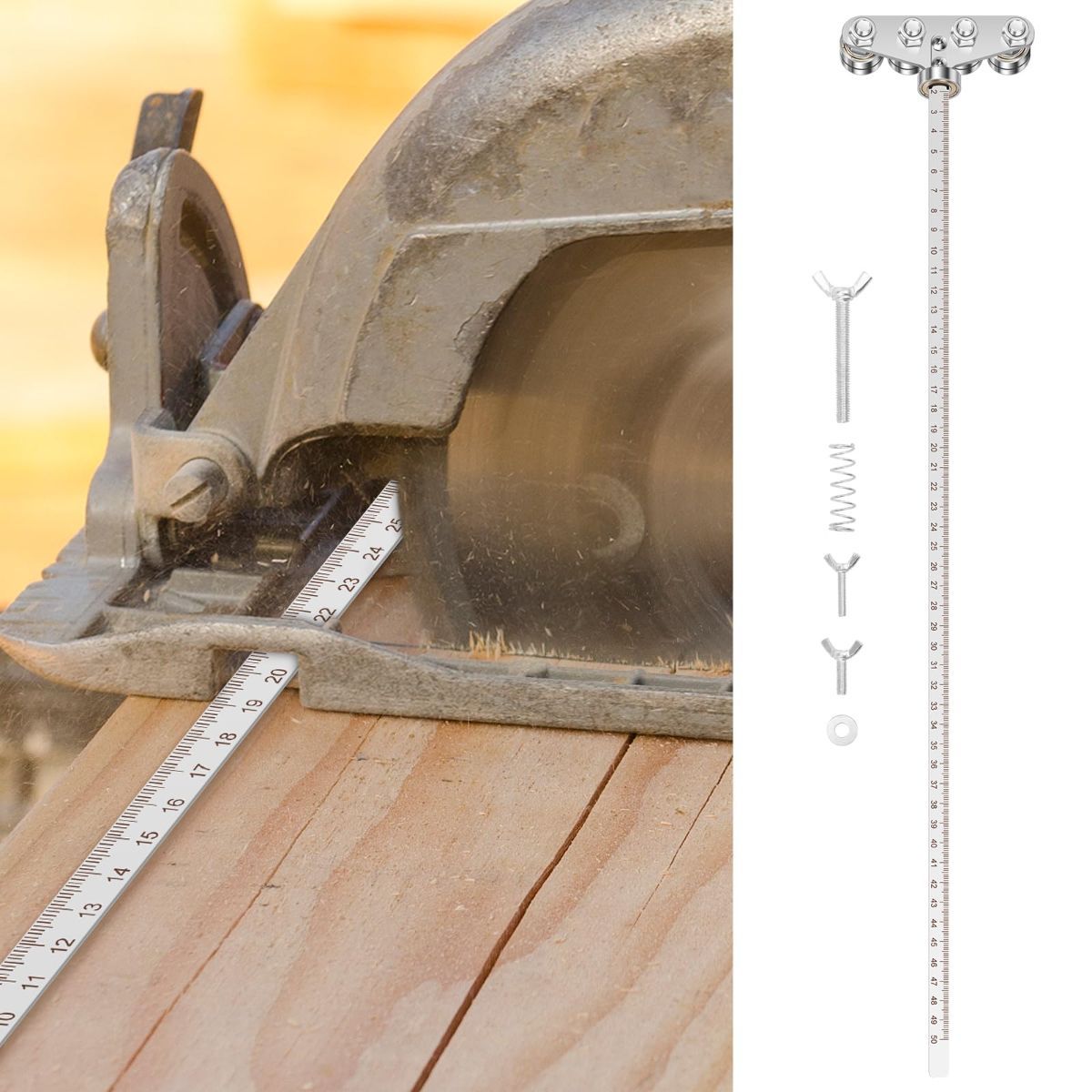20 Inch Positioning Calipers for Precise Measurements & Easy Wood Cutting, Adjustable Stainless Steel Circular Saw Guide Rail, Cutting Guide for Circular Saw Furniture Making (Four-Axis) - Image 7