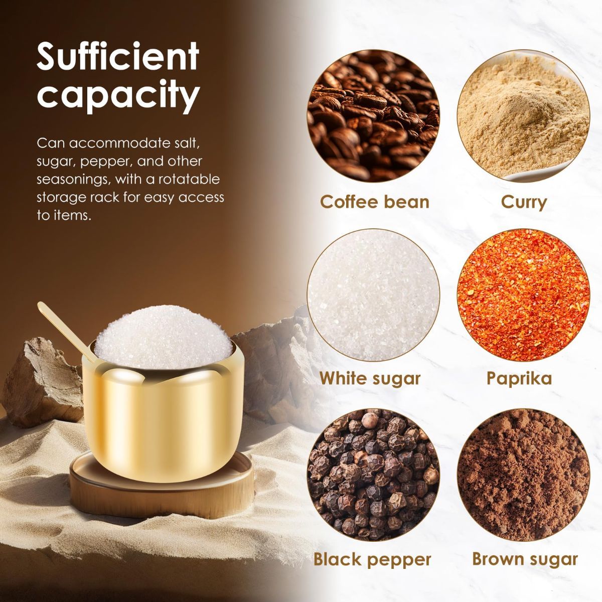 Stainless Steel Sugar Bowl Set, Rotatable 3 Flavour Seasoning Jar with Visible Glass Lid and Spoon, Condiment Pots Seasoning Box, Seasoning Dispenser, Reusable Spice Container for Kitchens - Image 8