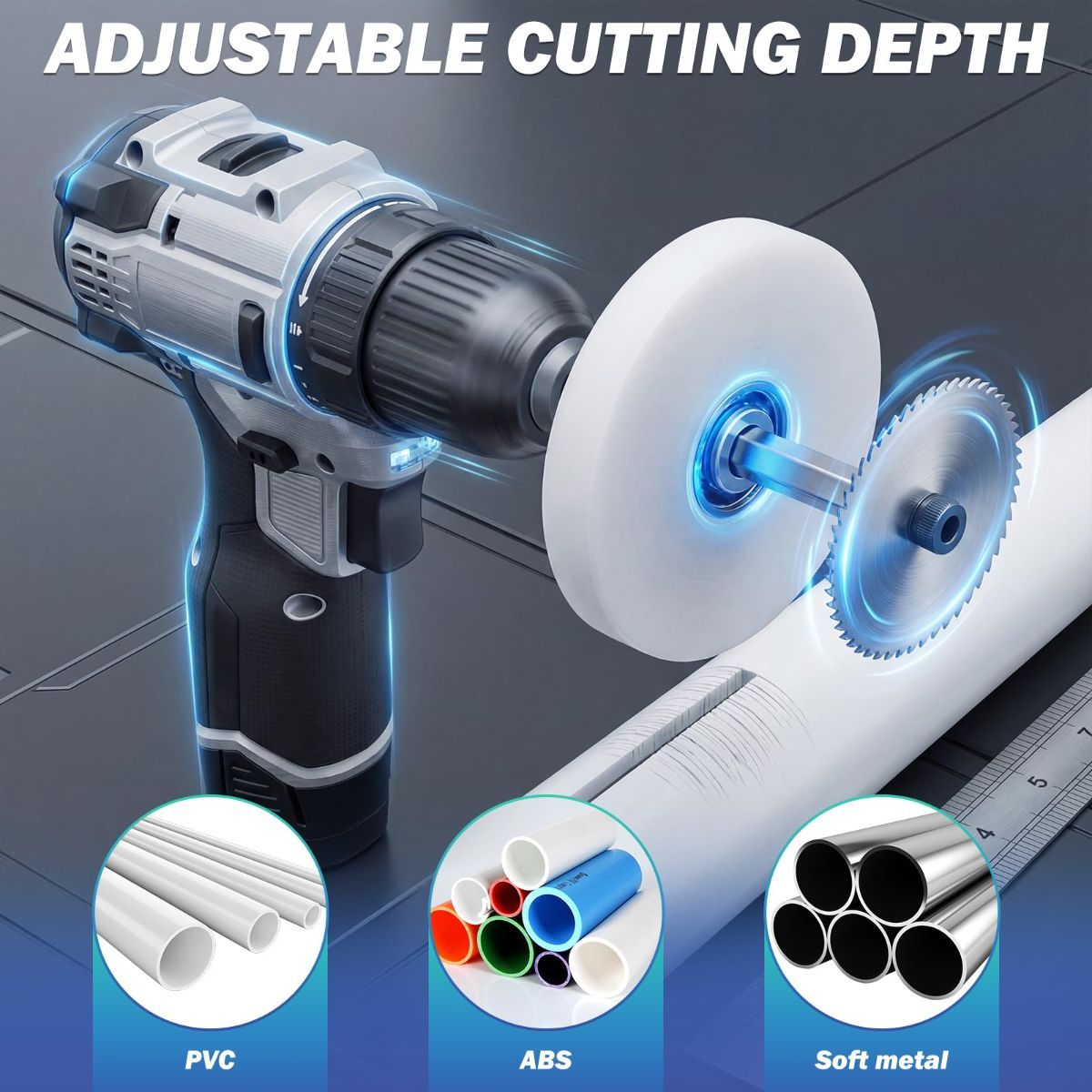 Inside Pipe Cutter for PVC Pipe - Internal PVC Cutter Tool with 6 HSS Saw Blades & 3.15