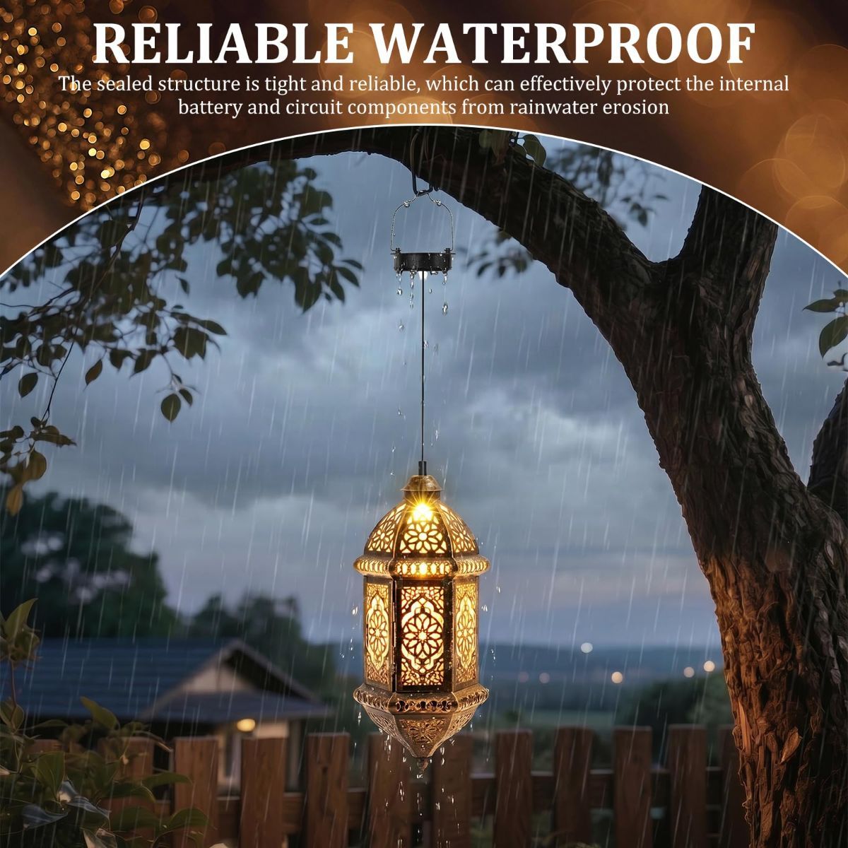 Solar Light Replacement Tops - Waterproof Solar Lantern Lid Parts with Rechargeable Battery AA 600mAh for Outdoor Hanging Lanterns, Garden, Yard, Patio, Lamp DIY Decorations - Warm Light - Size 2-Pack - Image 3