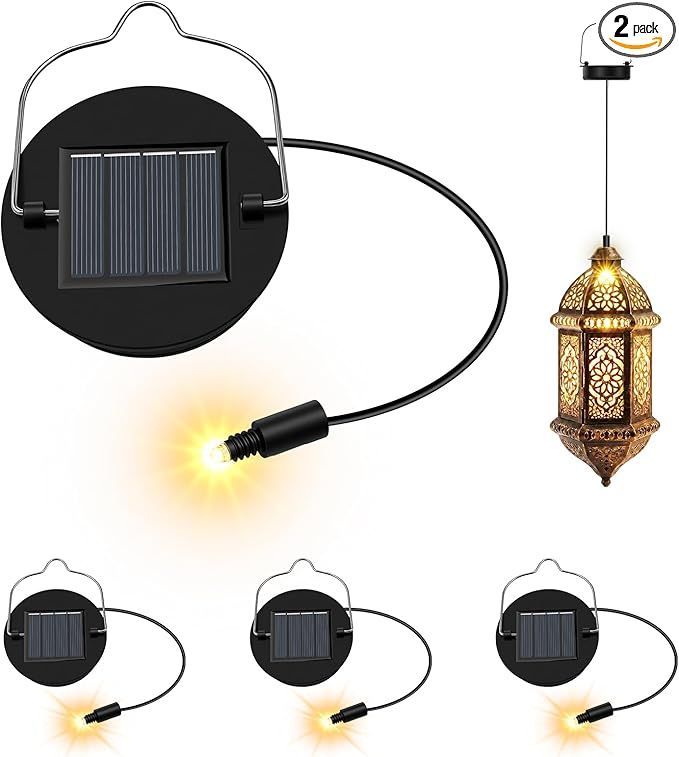 Solar Light Replacement Tops - Waterproof Solar Lantern Lid Parts with Rechargeable Battery AA 600mAh for Outdoor Hanging Lanterns, Garden, Yard, Patio, Lamp DIY Decorations - Warm Light - Size 4-Pack - Image 1