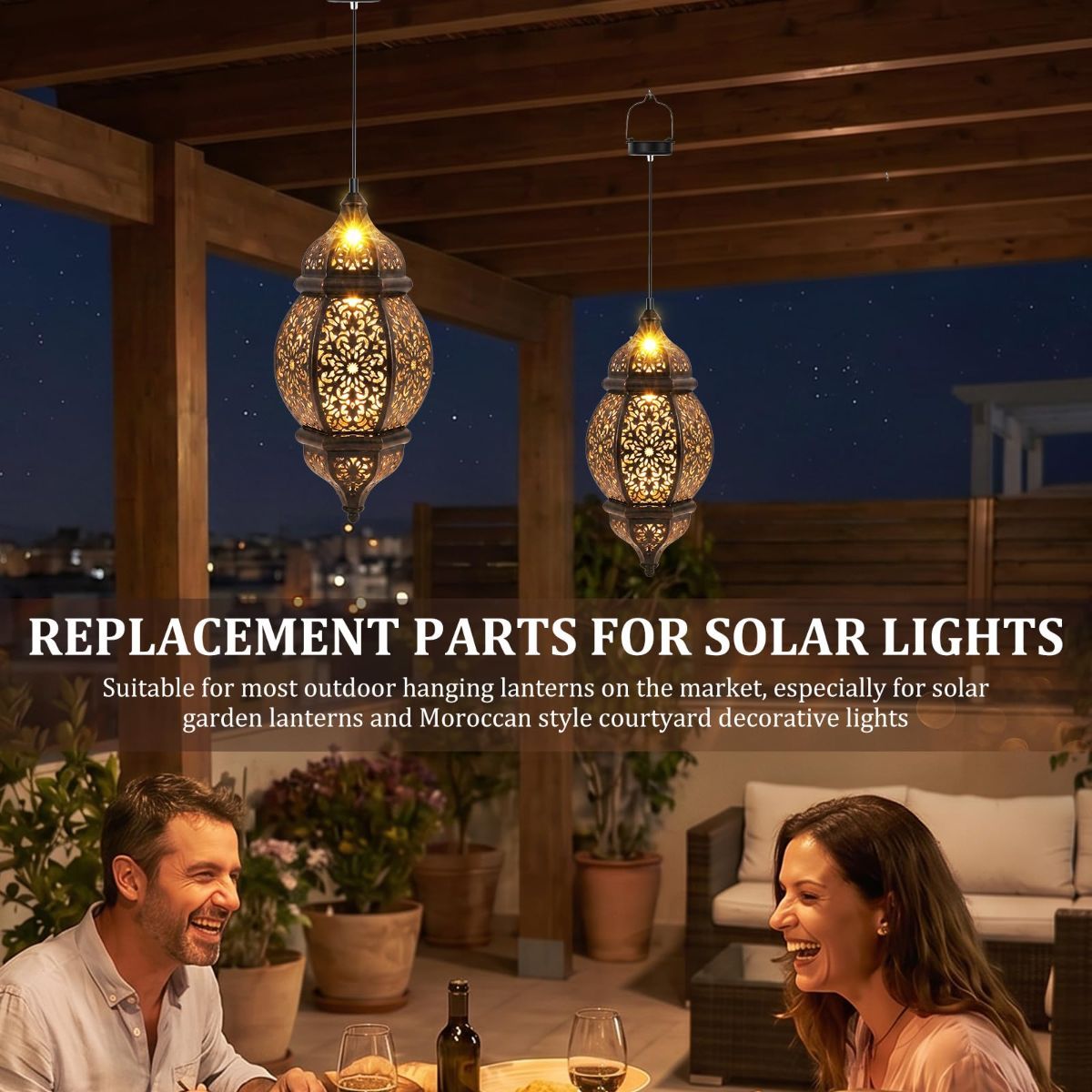 Solar Light Replacement Tops - Waterproof Solar Lantern Lid Parts with Rechargeable Battery AA 600mAh for Outdoor Hanging Lanterns, Garden, Yard, Patio, Lamp DIY Decorations - Warm Light - Size 4-Pack - Image 4