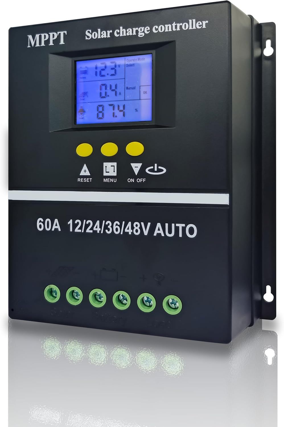 MPPT 36V/48V/24V/12V Solar Charge Controller Tools LCD Dual USB Lead Acid Lithium Batteries Quick Charger - Black - Size 60A - Image 1
