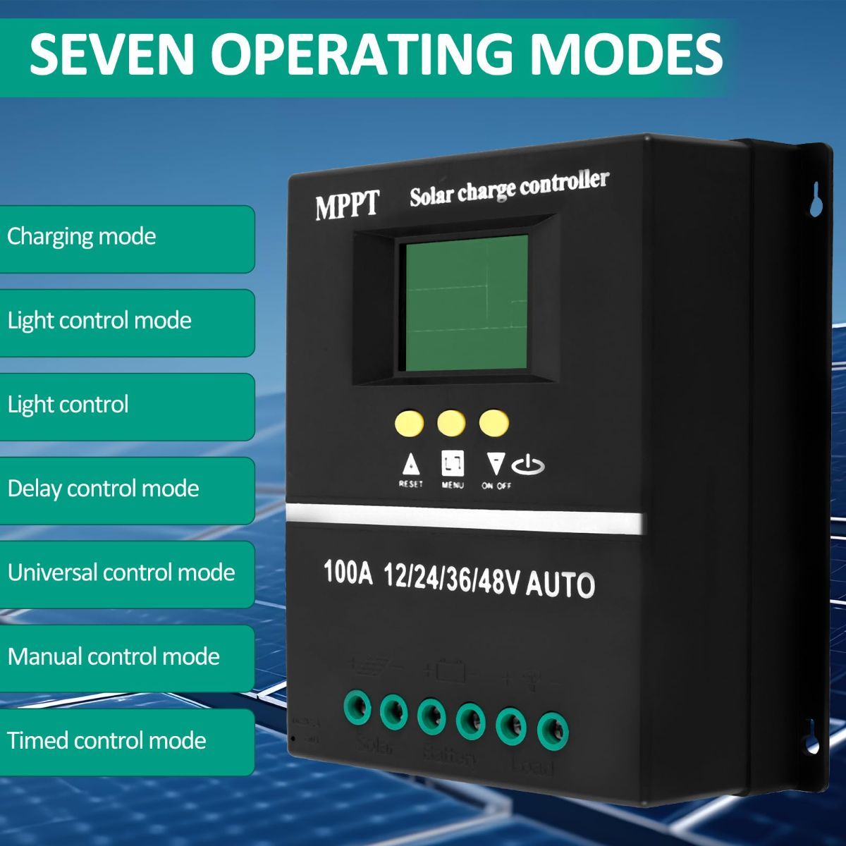 MPPT 36V/48V/24V/12V Solar Charge Controller Tools LCD Dual USB Lead Acid Lithium Batteries Quick Charger - Black - Size 60A - Image 4
