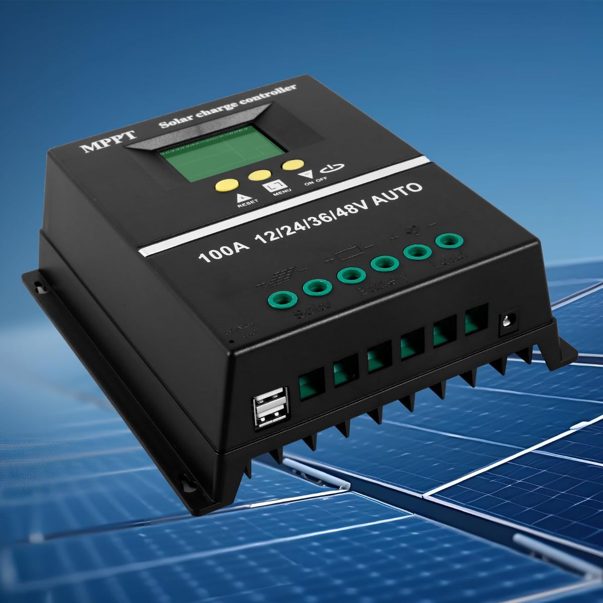 MPPT 36V/48V/24V/12V Solar Charge Controller Tools LCD Dual USB Lead Acid Lithium Batteries Quick Charger - Black - Size 80A - Image 7