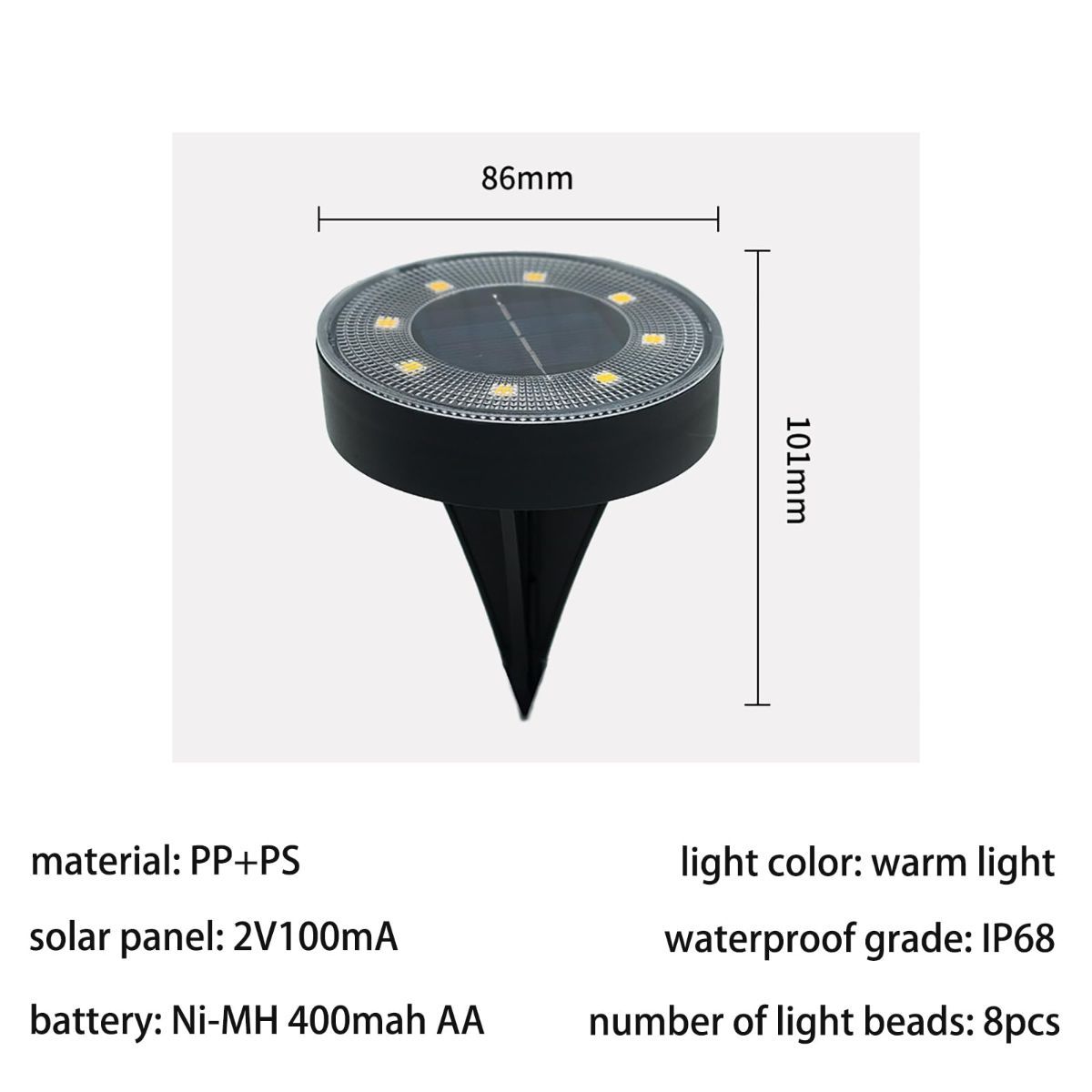Solar Ground Lights Garden Lights Outdoor Lights Waterproof Lights LED Lights - Warm White - Size 4 Pack - Image 7
