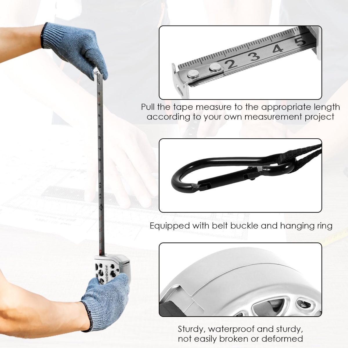 Hollow Retractable Tape Measure 5m Tape Measure Stainless Steel Tape Measure - Silver - Size 5m*25mm - Image 2
