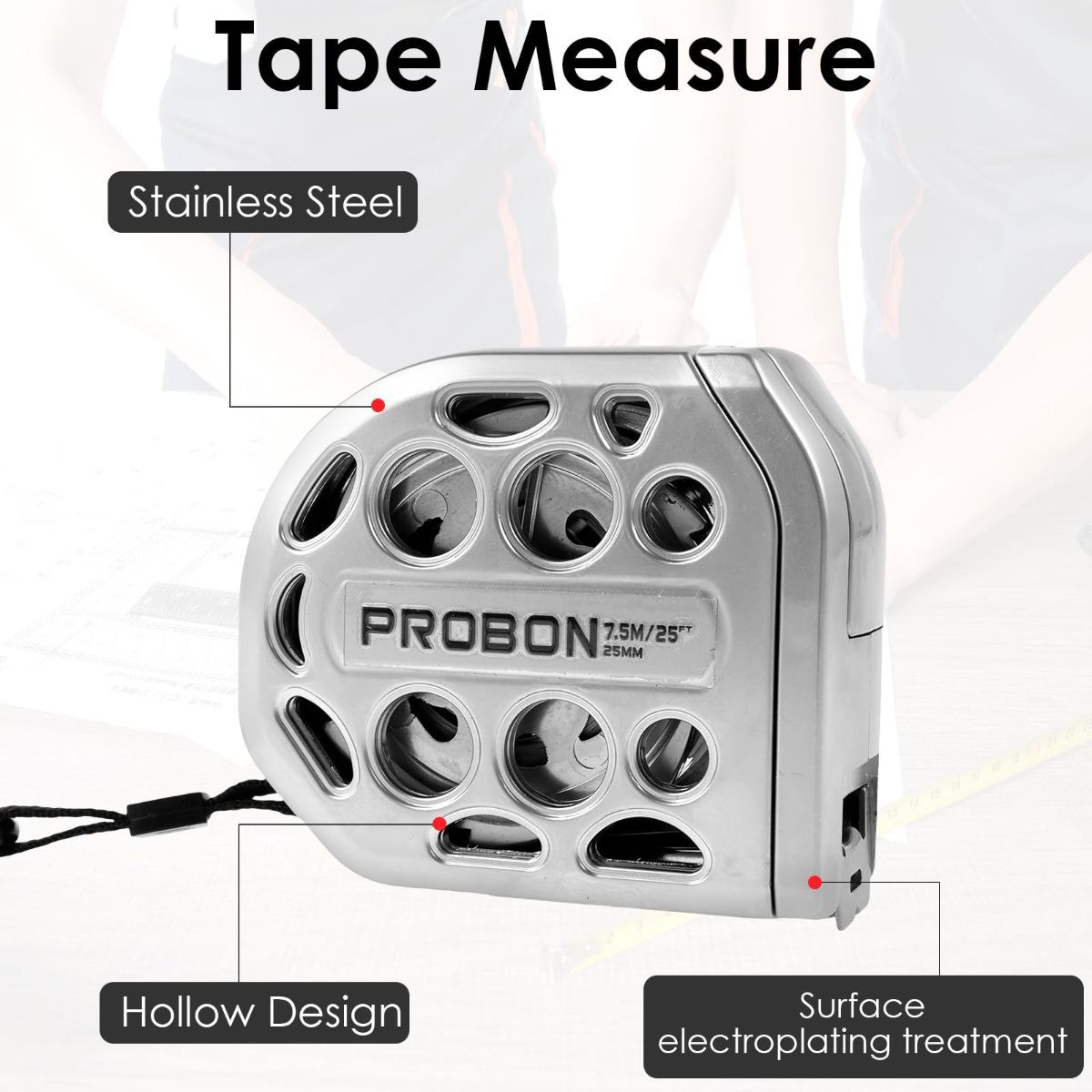 Hollow Retractable Tape Measure 5m Tape Measure Stainless Steel Tape Measure - Silver - Size 5m*25mm - Image 7