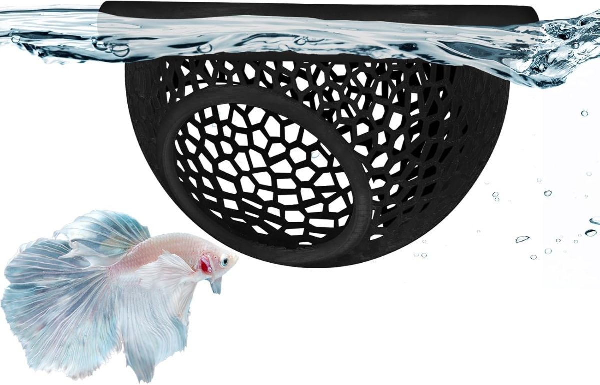 Floating Betta Hide & Shrimp Cave – 3D Printed Aquarium Hammock, Feeder & Rest Spot – Floating Betta Log & Cave Decor for Nano Tanks, Corydoras, Shrimp & Small Fish – Safe PLA, Patent Pending - Beige - Size S - Image 8