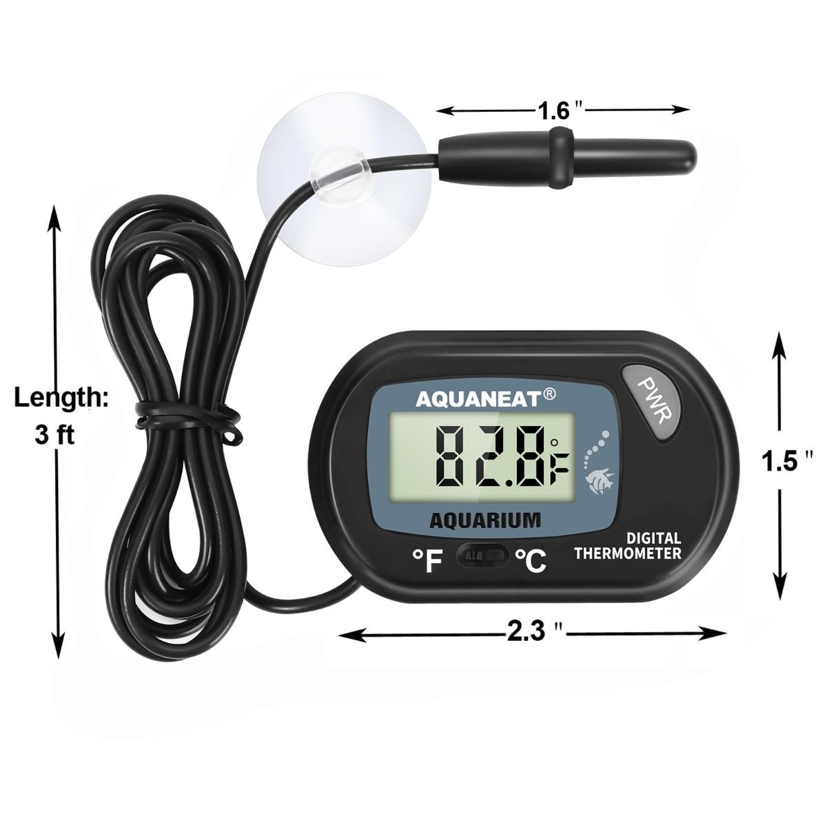 Aquarium Thermometer, Fish Tank Thermometer, Digital Temperature Test, with Large LCD Display (1 Pack) - Image 2