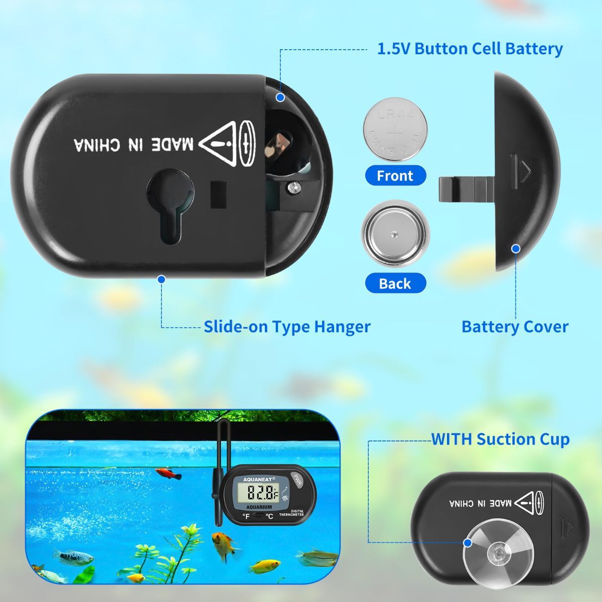 Aquarium Thermometer, Fish Tank Thermometer, Digital Temperature Test, with Large LCD Display (1 Pack) - Image 5