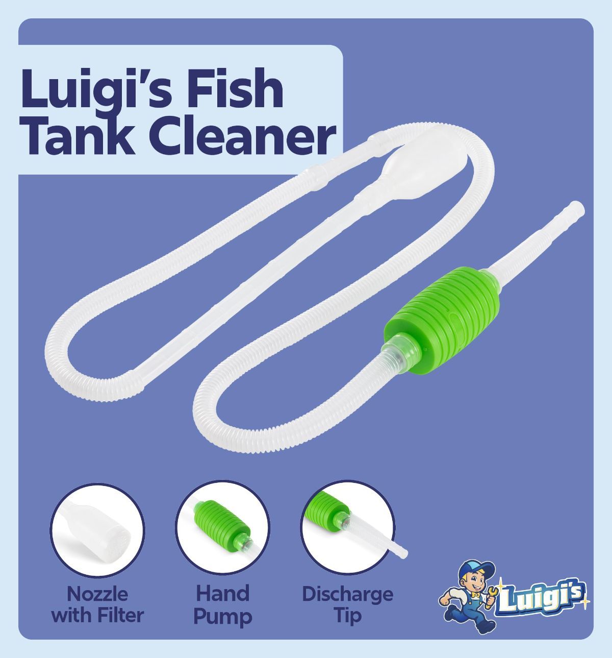 Fish Tank Cleaner - Turtle Tank Accessories - Gravel Vacuum for Aquarium - Hand Siphon Hose to Remove and Change Water or Sand in Minutes - Aquarium Cleaning Tools - Image 2