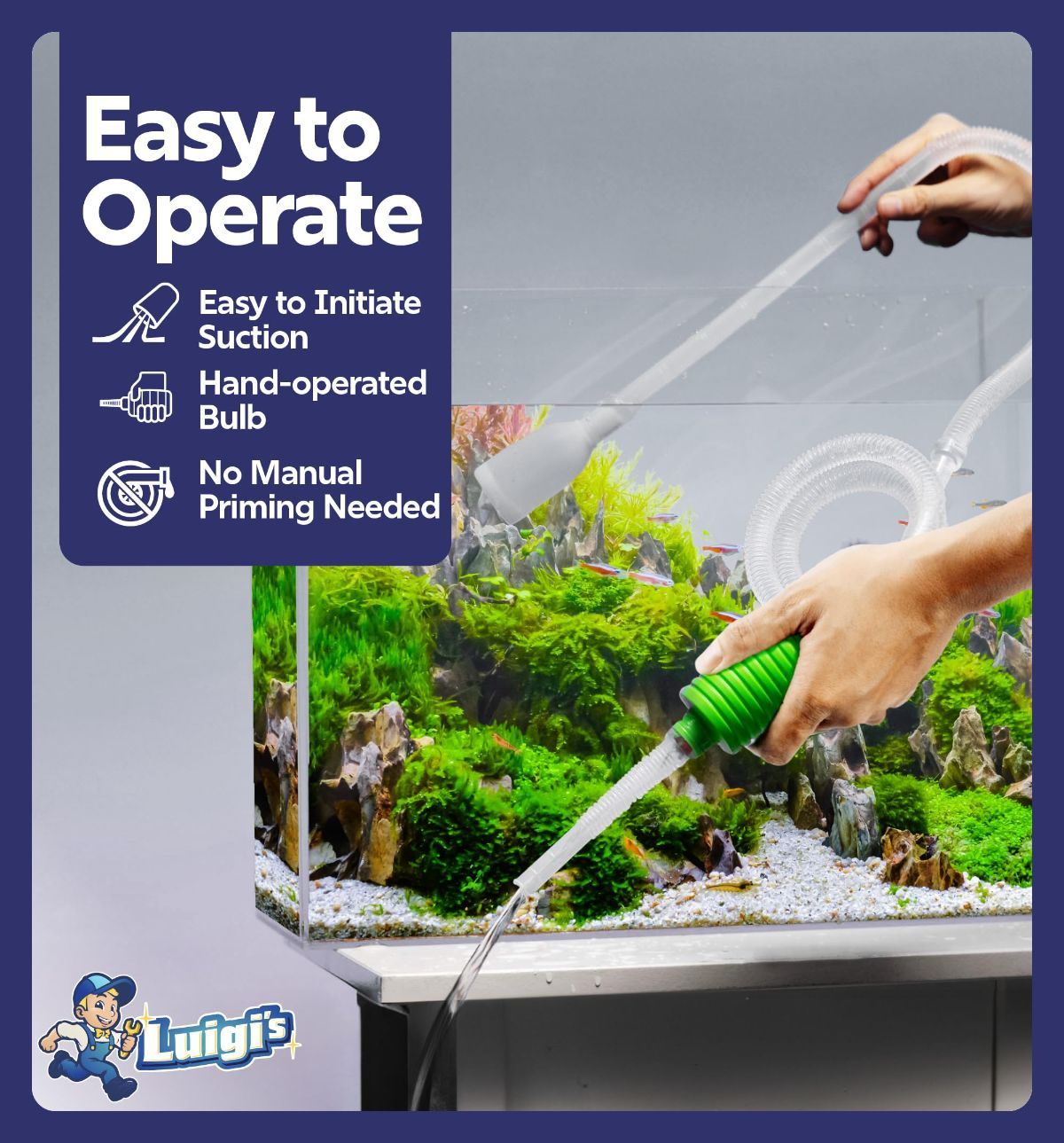 Fish Tank Cleaner - Turtle Tank Accessories - Gravel Vacuum for Aquarium - Hand Siphon Hose to Remove and Change Water or Sand in Minutes - Aquarium Cleaning Tools - Image 6