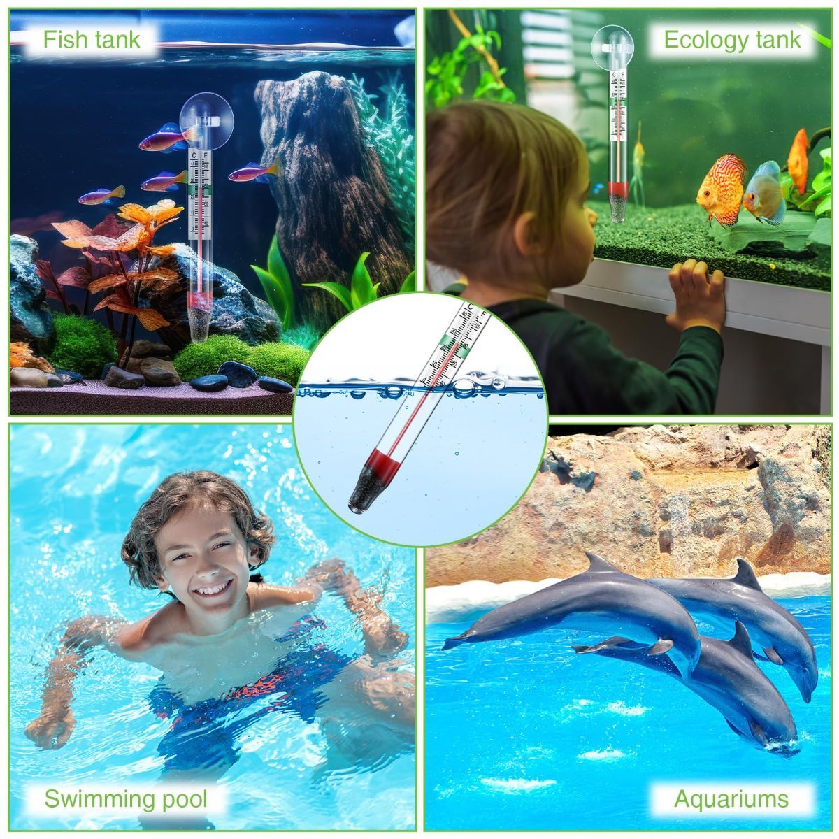 2 Pcs Floating Aquarium Thermometers, Floating Glass Aquarium Thermometer with Suction Cup, Mercury Free Large Standing Thermometer for Freshwater and Saltwater Fish - Image 7
