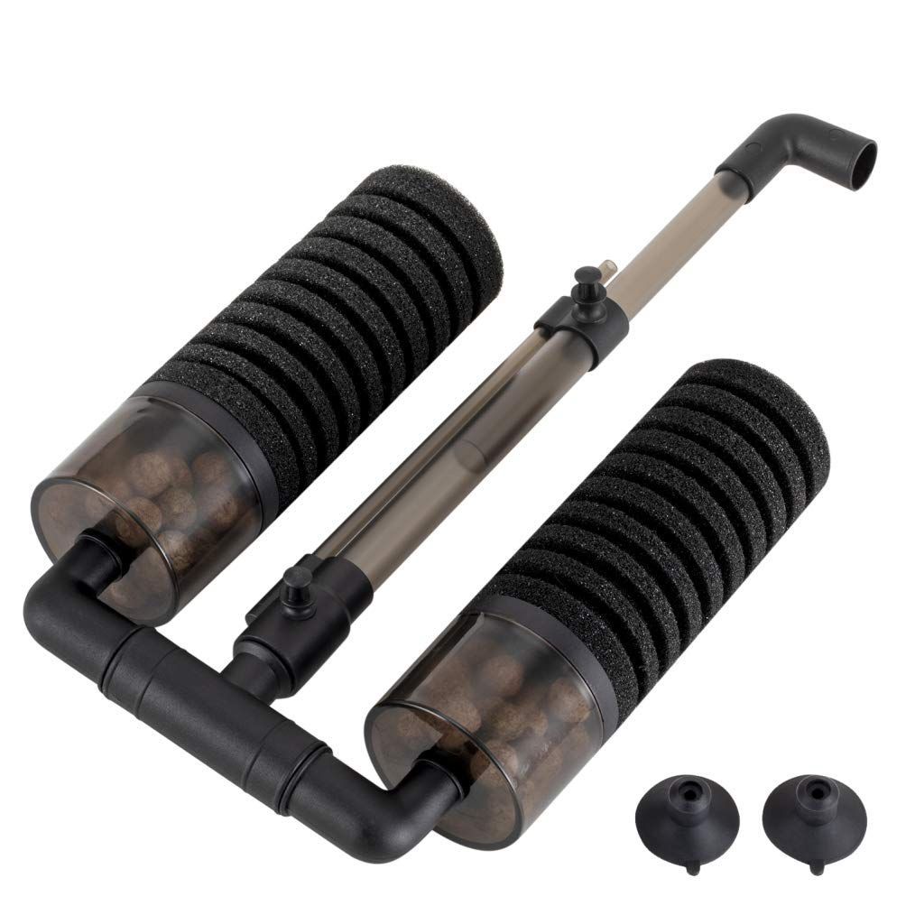 Aquarium Double Sponge Filter, Comes with 2 Spare Sponges - Black - Size M - Image 1
