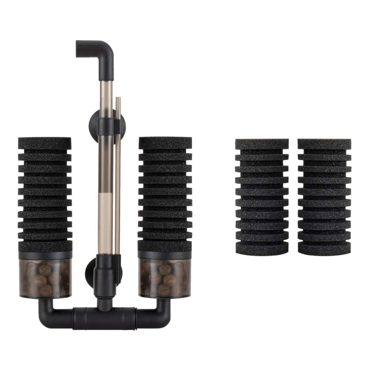 Aquarium Double Sponge Filter, Comes with 2 Spare Sponges - Black - Size S - Image 3