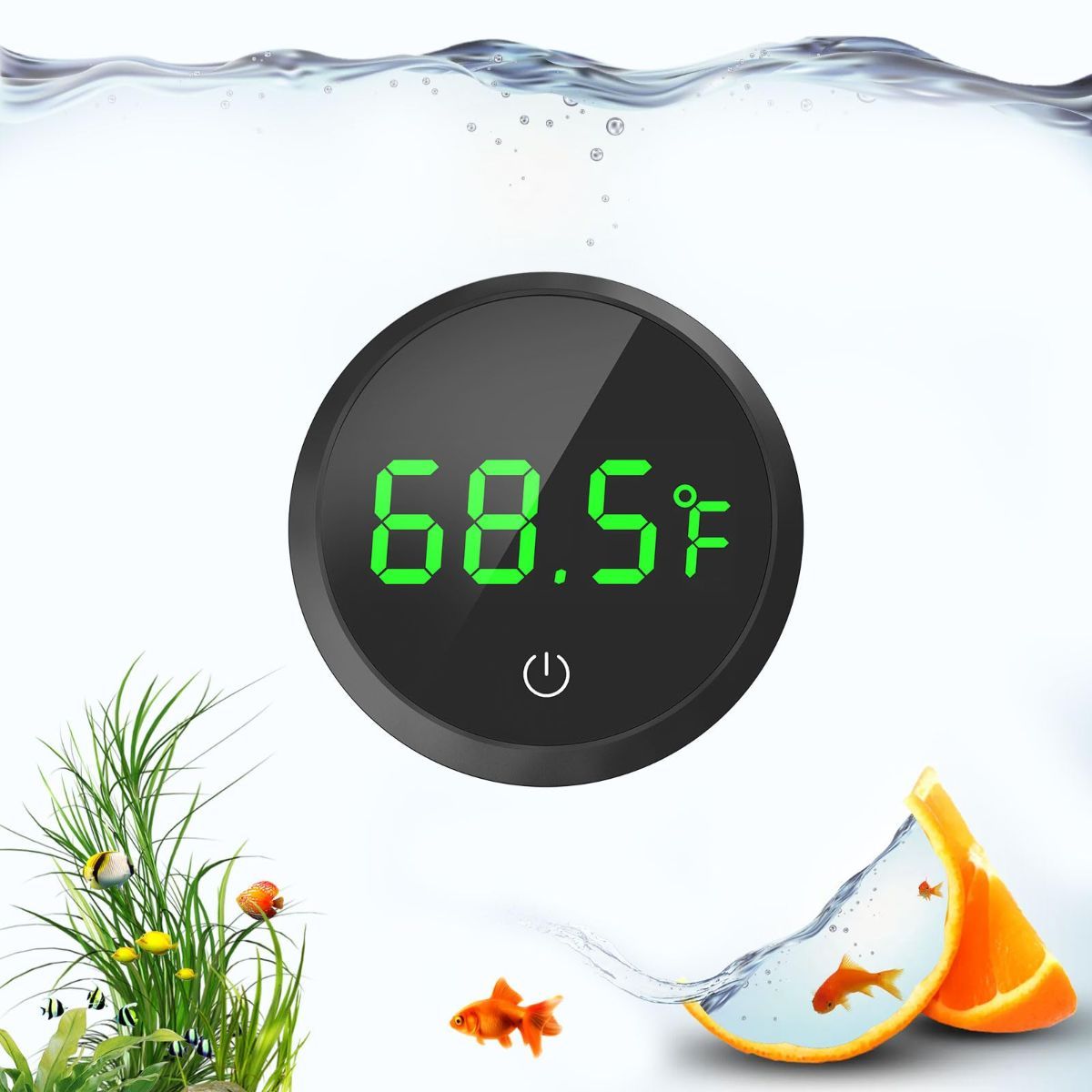 Fish Tank Thermometer Aquarium Thermometer Wireless Touch Stick Digital Aquarium Thermometer LED Display ±1°F for Monitoring The Fish Tank Aquarium Temperature Accessories - Black - Size 1.77in - Image 1