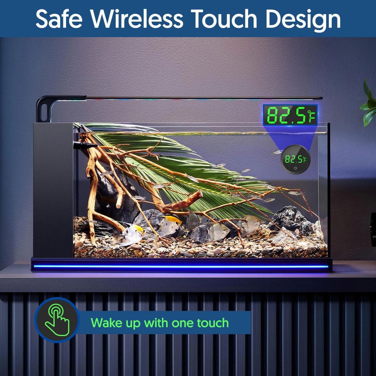 Fish Tank Thermometer Aquarium Thermometer Wireless Touch Stick Digital Aquarium Thermometer LED Display ±1°F for Monitoring The Fish Tank Aquarium Temperature Accessories - Black - Size 1.77in - Image 6