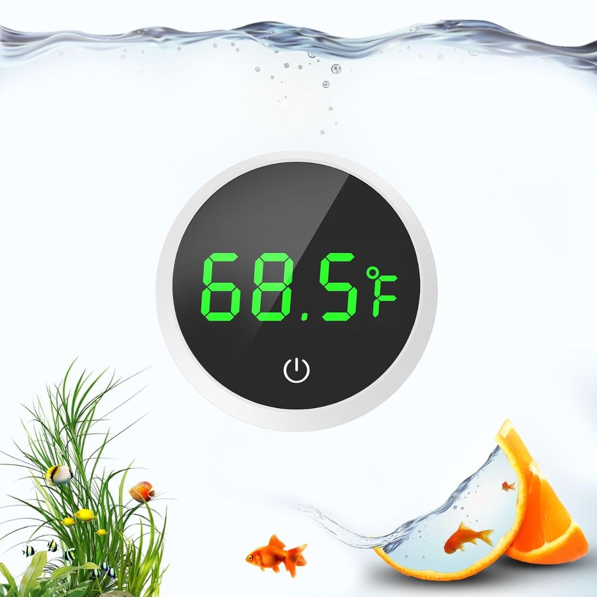 Fish Tank Thermometer Aquarium Thermometer Wireless Touch Stick Digital Aquarium Thermometer LED Display ±1°F for Monitoring The Fish Tank Aquarium Temperature Accessories - White - Size 1.77in - Image 1
