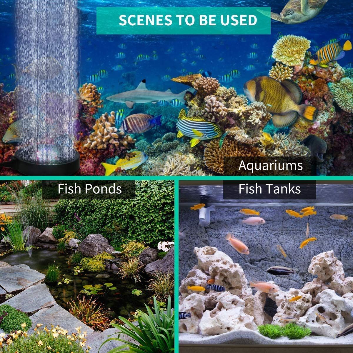 Aquarium Bubble Light LED Fish Tank Bubbler Light, Remote Controlled Aquariums Air Stone Disk Lamp with 16 Color Changing, 4 Lighting Effects for Tanks and Ponds - Image 7