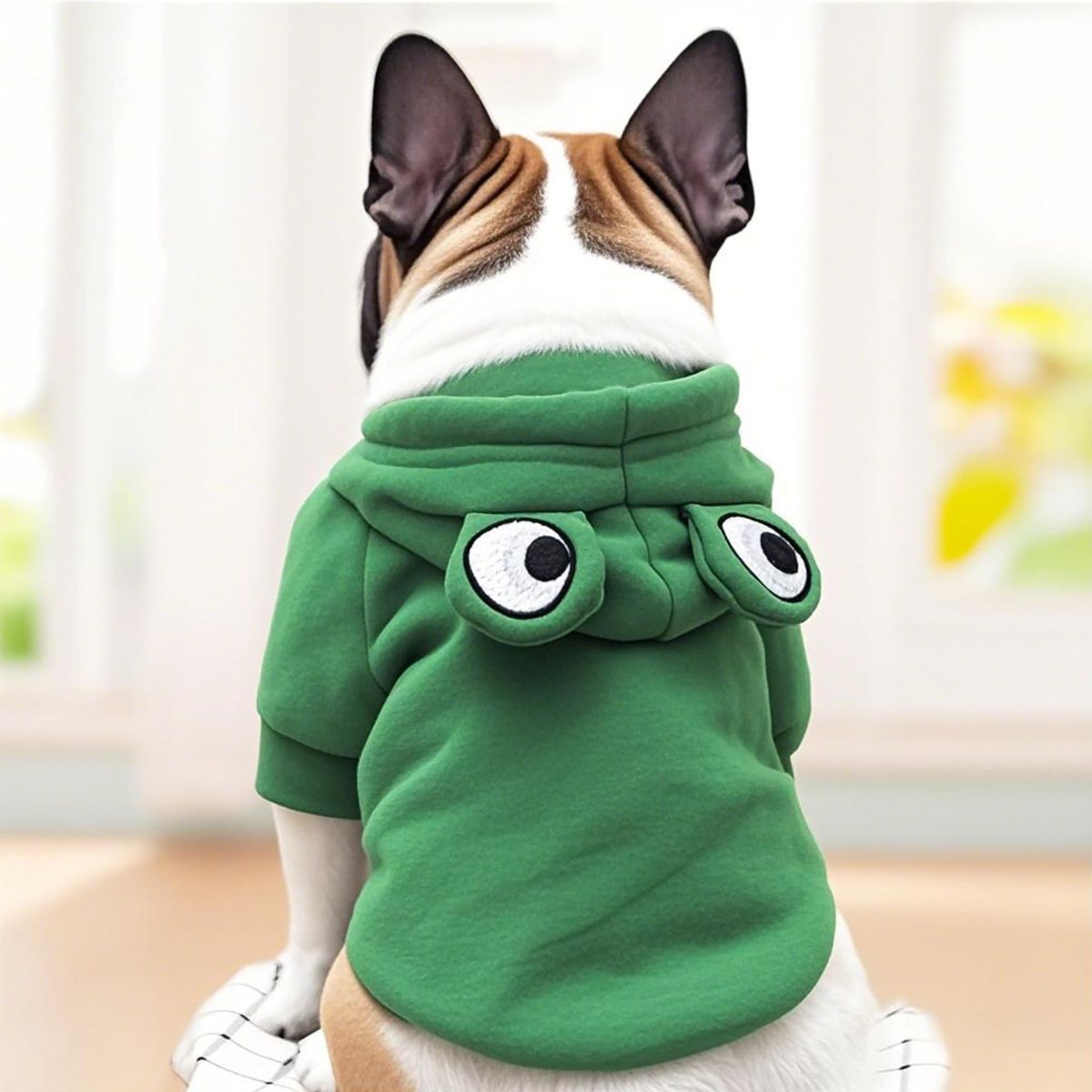 Dog Hoodie Frog-Themed Autumn Winter Pet Clothing Small Medium Dogs Soft - Green - Size L - Image 2