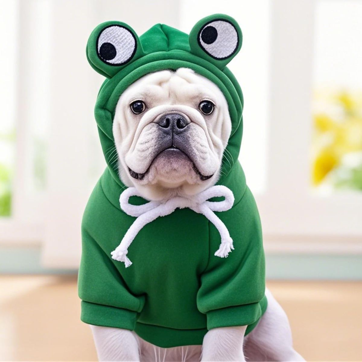 Dog Hoodie Frog-Themed Autumn Winter Pet Clothing Small Medium Dogs Soft - Green - Size L - Image 4