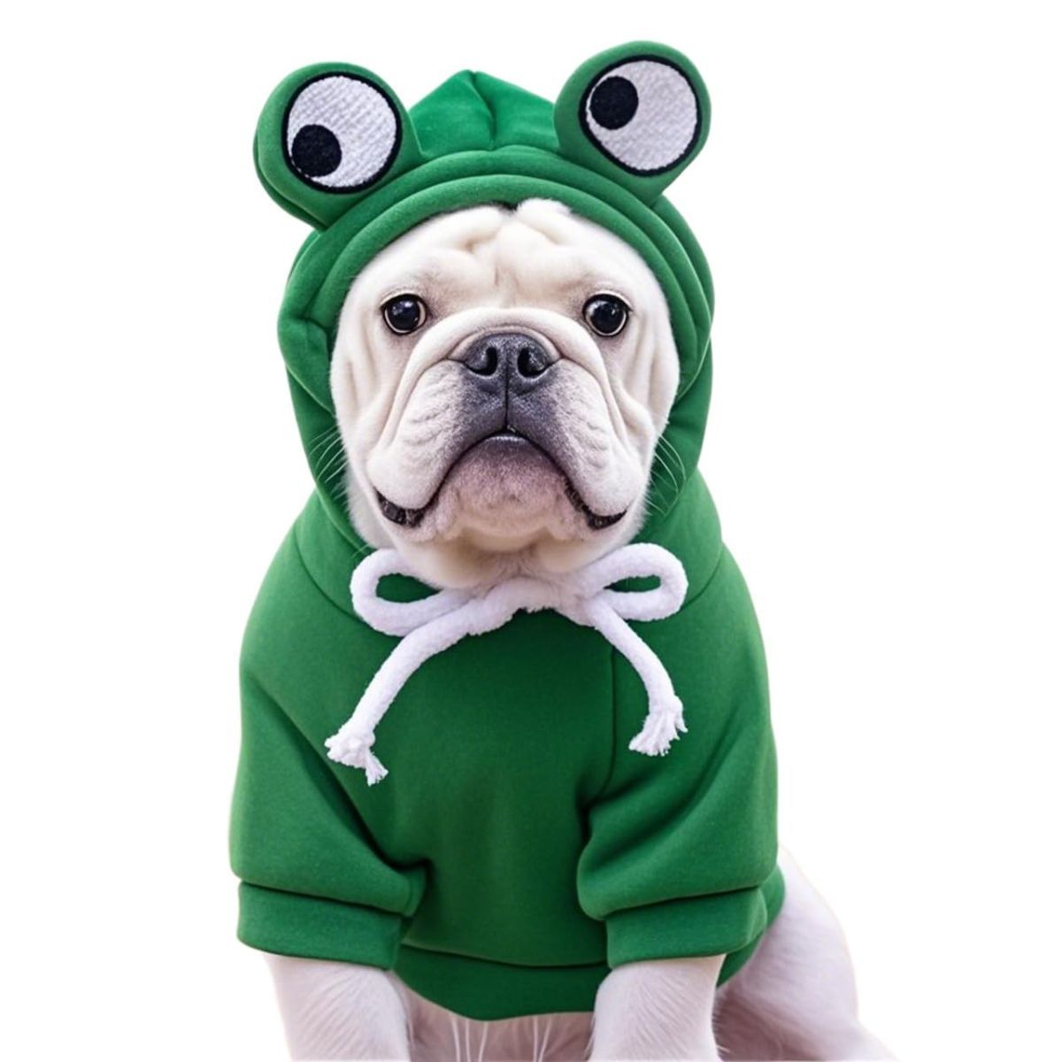 Dog Hoodie Frog-Themed Autumn Winter Pet Clothing Small Medium Dogs Soft - Green - Size M - Image 1