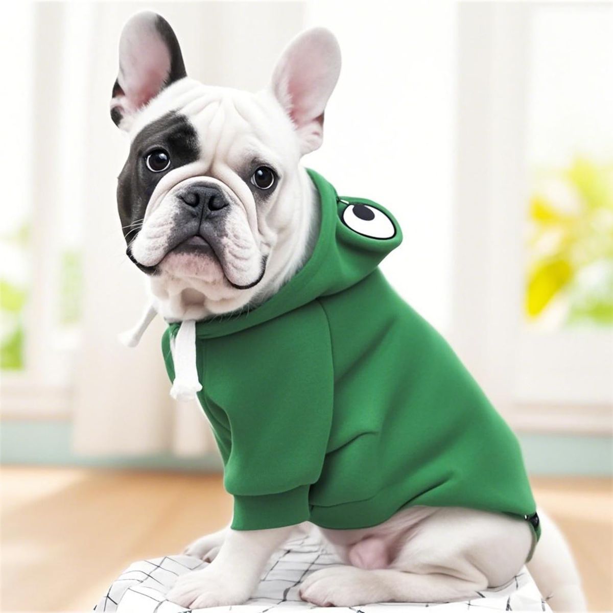 Dog Hoodie Frog-Themed Autumn Winter Pet Clothing Small Medium Dogs Soft - Green - Size S - Image 3