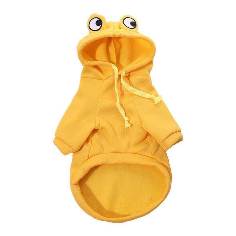 Dog Hoodie Frog-Themed Autumn Winter Pet Clothing Small Medium Dogs Soft - Yellow - Size XL - Image 1