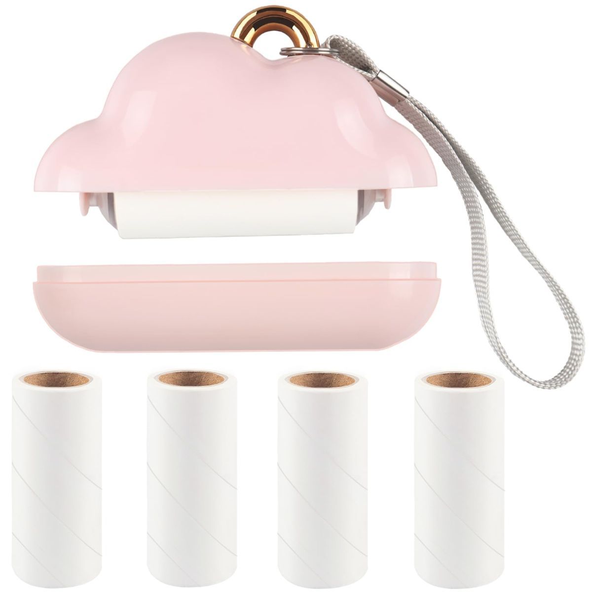 Mini Lint Roller Travel Size, Reusable Lint Roller for Travel, Pet Hair Remover Portable Lint Roller for Clothes with 150 Sheets Refillable - Pink - Size 10cm - Image 1