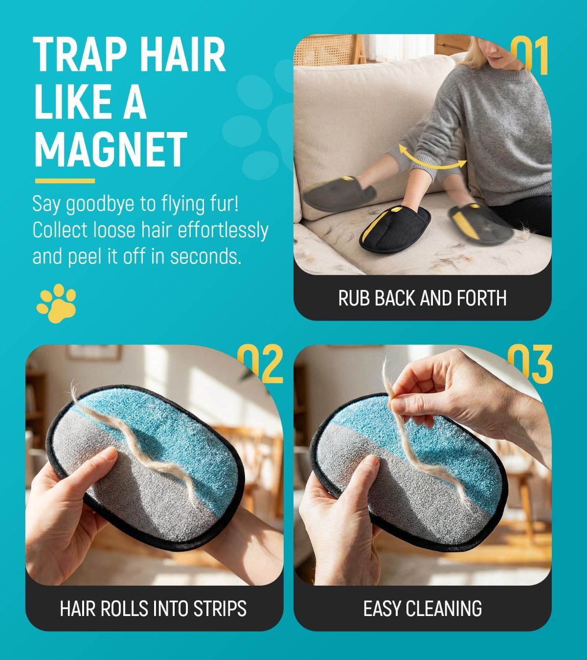 Pet Hair Gloves Dog And Cat Hair Removal Reusable Pet Hair Gloves Electrostatic - Image 5