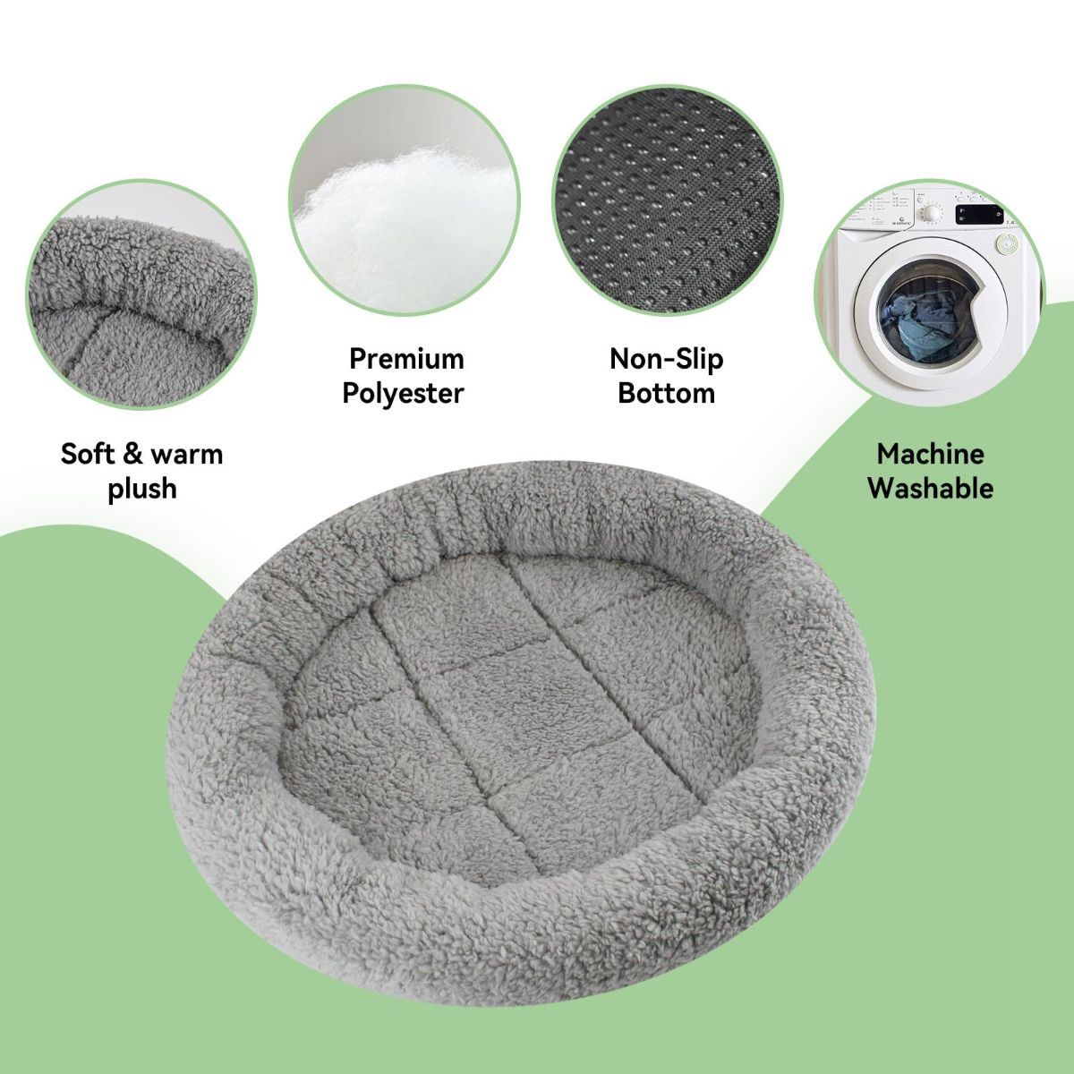 Cat Bed Plush Cat Bed Round Cat Bed Cat Furniture Cat Comfort Pet Supplies - Gray / 50cm - Image 5