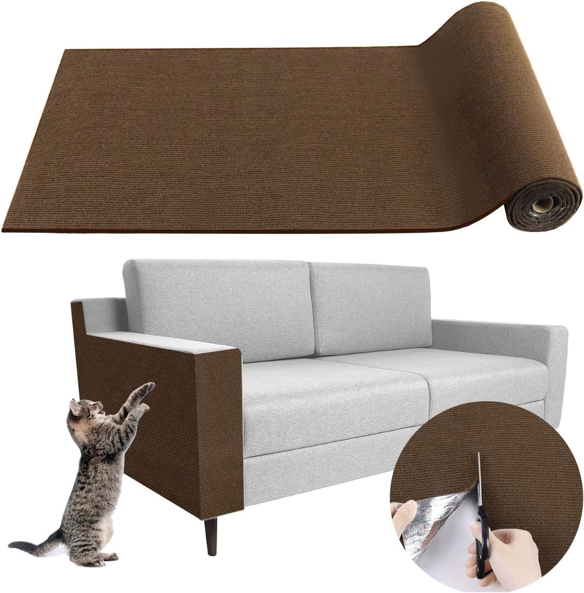 Cat Scratching Pad DIY Cat Accessory Cat Furniture Protection Cat Climbing - Brown - Size 15.8''x39.3'' - Image 1