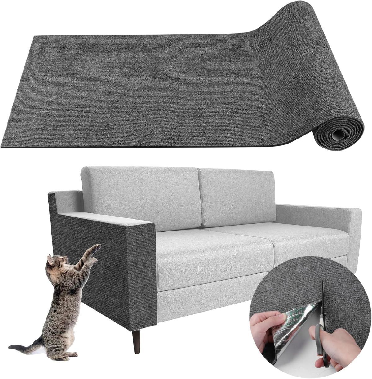 Cat Scratching Pad DIY Cat Accessory Cat Furniture Protection Cat Climbing - Dark Gray - Size 15.8''x39.3'' - Image 1