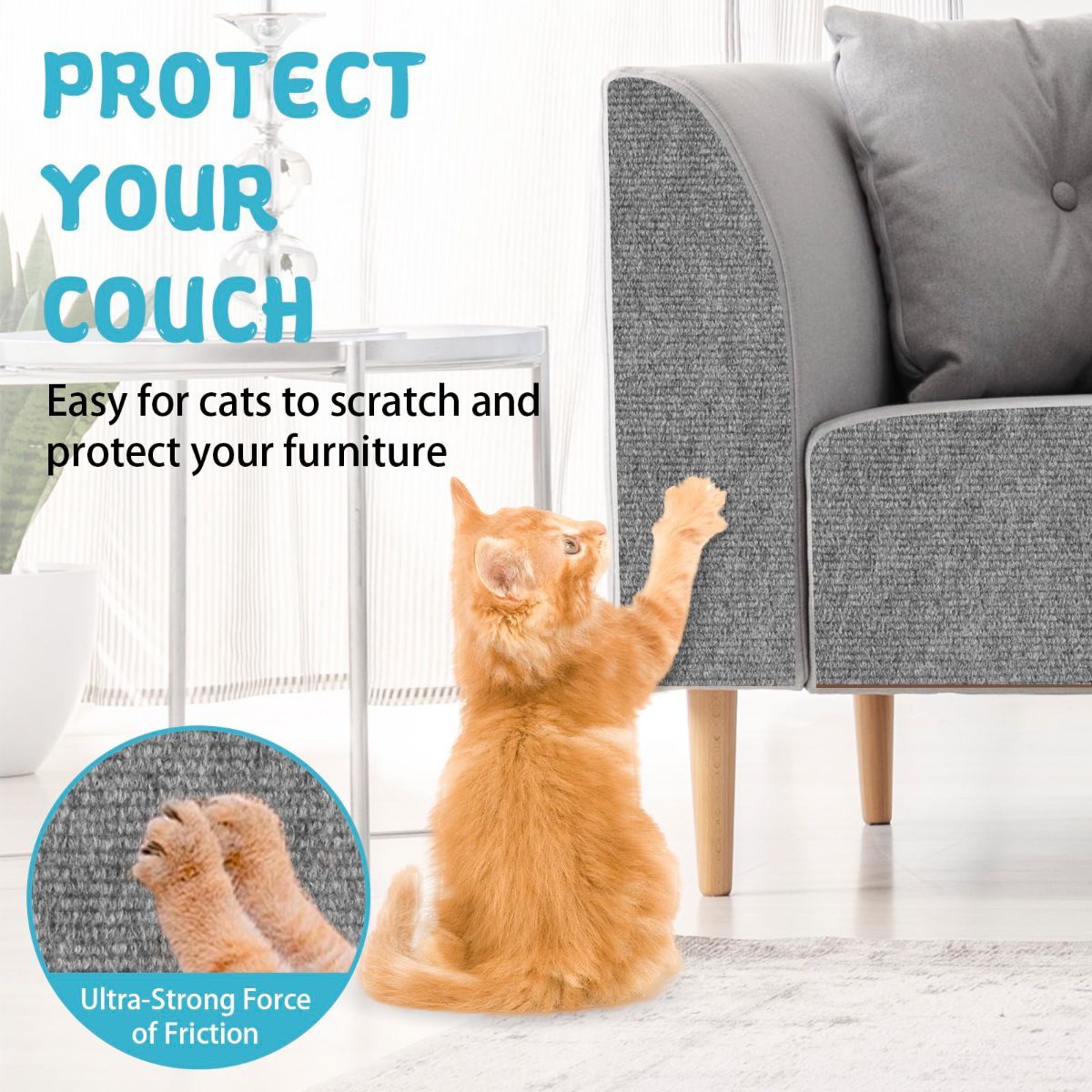 Cat Scratching Pad DIY Cat Accessory Cat Furniture Protection Cat Climbing - Dark Gray - Size 15.8''×118'' - Image 3