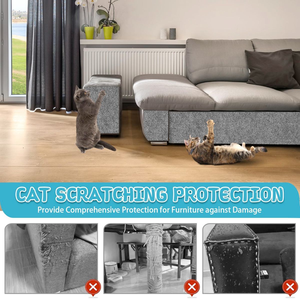 Cat Scratching Pad DIY Cat Accessory Cat Furniture Protection Cat Climbing - Green - Size 15.8''×118'' - Image 5
