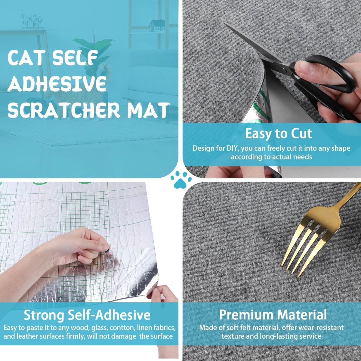 Cat Scratching Pad DIY Cat Accessory Cat Furniture Protection Cat Climbing - Green - Size 15.8''×118'' - Image 7