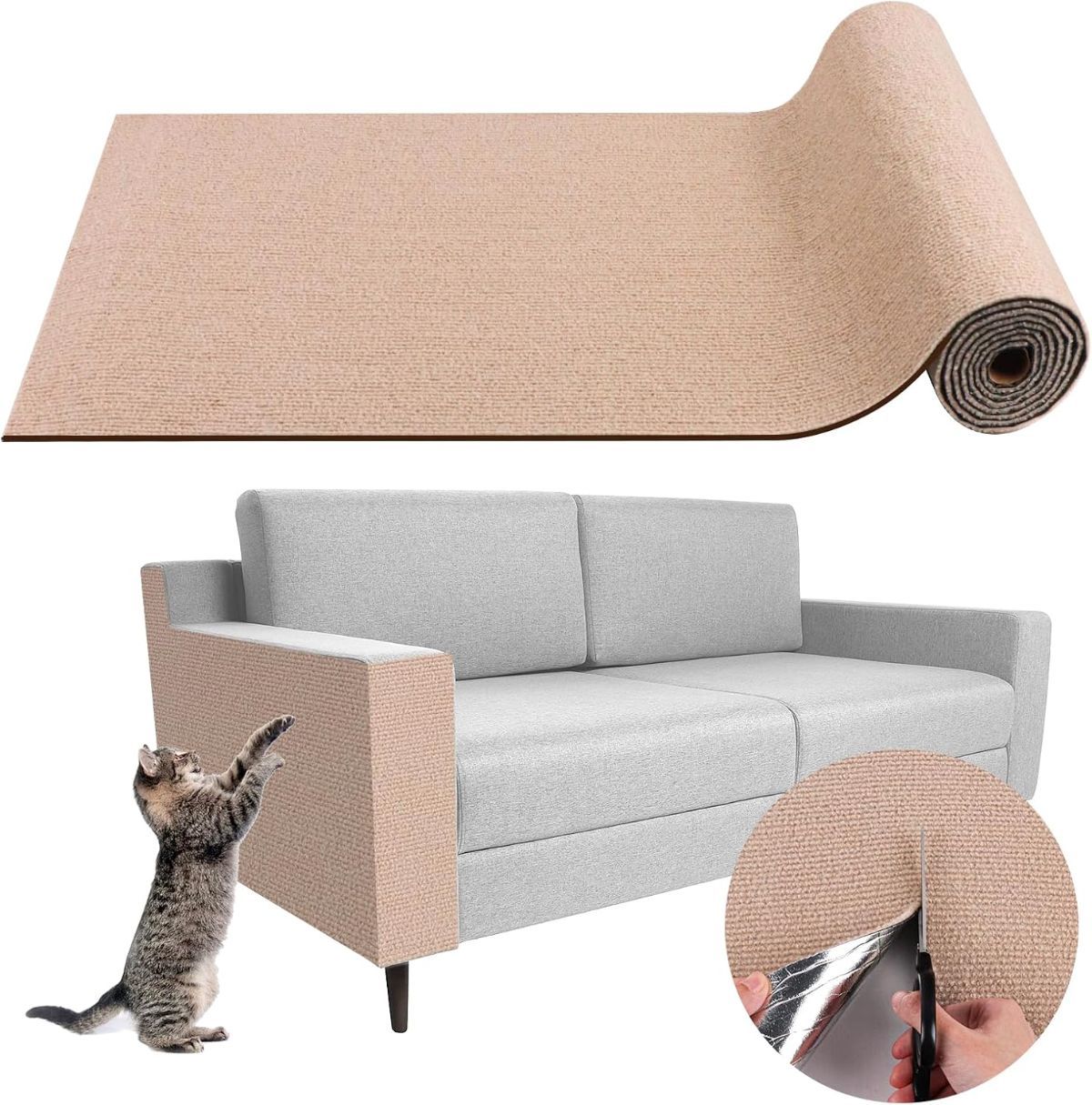 Cat Scratching Pad DIY Cat Accessory Cat Furniture Protection Cat Climbing - Green - Size 15.8''×118'' - Image 8